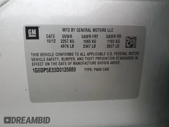 ✅ 2013 Cadillac CTS Premium • VIN: 1G6DP5E33D0126889 • Lot: 57605025. Listed on Copart with 252,047 mi. Free auction sales archive from the USA and detailed vehicle history report at DreamBid. Image 12.