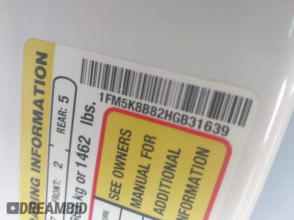 ✅ 2017 Ford Explorer • VIN: 1FM5K8B82HGB31639 • Lot: 43168464. Listed on IAAI with 160,832 mi. Free auction sales archive from the USA and detailed vehicle history report at DreamBid. Image 9.