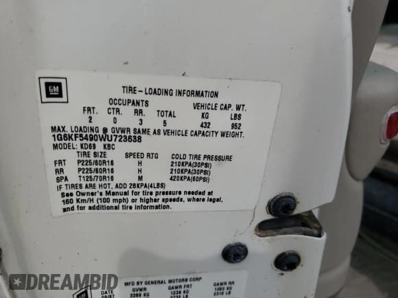 ✅ 1998 Cadillac DeVille • VIN: 1G6KF5490WU723638 • Lot: 75118684. Listed on Copart with Not provided. Free auction sales archive from the USA and detailed vehicle history report at DreamBid. Image 13.