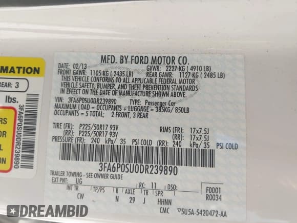 ✅ 2013 Ford Fusion Titanium • VIN: 3FA6P0SU0DR239890 • Lot: 42745530. Wystawiony na IAAI z przebiegiem 129 458 mil. Bezpłatny archiwum sprzedaży aukcyjnych z USA i szczegółowy raport historii pojazdu na DreamBid. Zdjęcie 9.