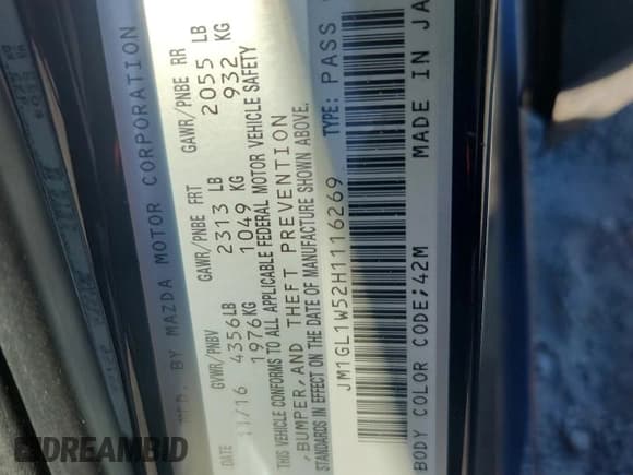 ✅ 2017 Mazda 6 Grand Touring • VIN: JM1GL1W52H1116269 • Lot: 89470865. Wystawiony na Copart z przebiegiem 77 659 mil. Bezpłatny archiwum sprzedaży aukcyjnych z USA i szczegółowy raport historii pojazdu na DreamBid. Zdjęcie 12.