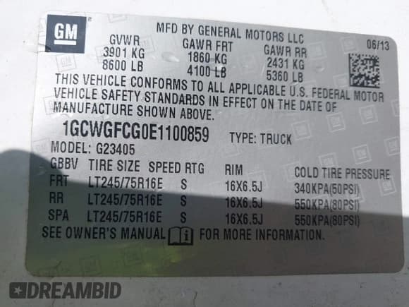 ✅ 2014 Chevrolet Express Cargo • VIN: 1GCWGFCG0E1100859 • Lot: 42142748. Listed on IAAI with 182,900 mi. Free auction sales archive from the USA and detailed vehicle history report at DreamBid. Image 9.