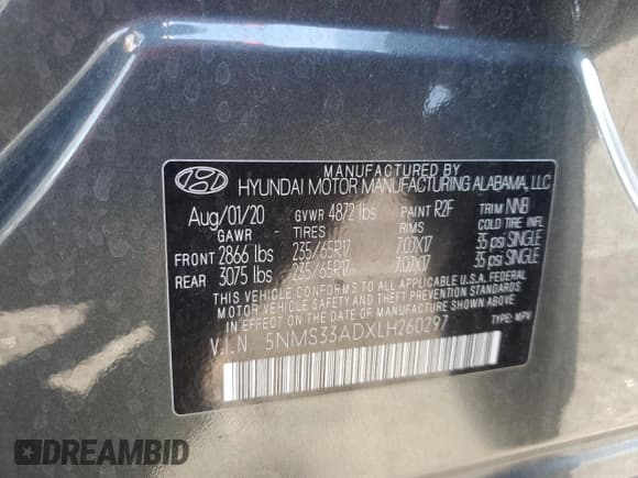 ✅ 2020 Hyundai Santa Fe SEL • VIN: 5NMS33ADXLH260297 • Lot: 90384375. Wystawiony na Copart z przebiegiem 71 374 mil. Bezpłatny archiwum sprzedaży aukcyjnych z USA i szczegółowy raport historii pojazdu na DreamBid. Zdjęcie 12.