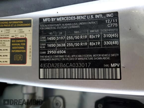 ✅ 2012 Mercedes-Benz M 350 • VIN: 4JGDA2EB6CA033017 • Lot: 71996855. Wystawiony na Copart z przebiegiem 170 272 mil. Bezpłatny archiwum sprzedaży aukcyjnych z USA i szczegółowy raport historii pojazdu na DreamBid. Zdjęcie 13.