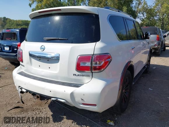 ✅ 2017 Nissan Armada Platinum • VIN: JN8AY2NC1H9502653 • Lot: 43259187. Listed on IAAI with 110,381 mi. Free auction sales archive from the USA and detailed vehicle history report at DreamBid. Image 4.