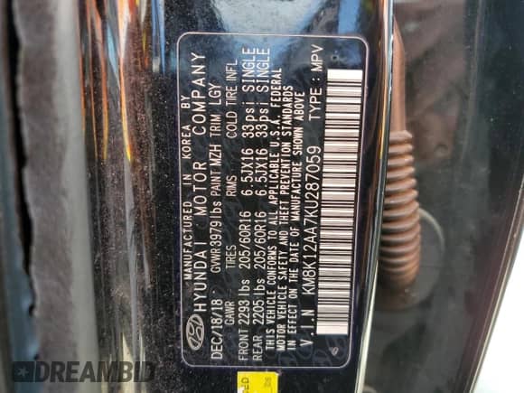 2019 Hyundai Kona SE с VIN KM8K12AA7KU287059, выставлен на аукционе Copart как лот 46117463 с пробегом 133 585 миль миль и . История ставок и продаж доступна на DreamBid. Изображение 12.