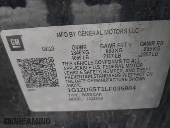 2020 Chevrolet Malibu LT with VIN 1G1ZD5ST1LF035804, listed as a IAAI auction lot 42921606 with 106,715 mi miles and . Bid and sale history available at DreamBid. Image 9.