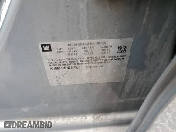 ✅ 2017 Chevrolet Cruze LT • VIN: 1G1BE5SM2H7144538 • Lot: 36235193. Wystawiony na Copart z przebiegiem 64 455 mil mil. Skorzystaj z bezpłatnego archiwum sprzedaży aukcyjnych z USA i zobacz szczegółowy raport historii pojazdu na DreamBid. Zdjęcie 12.