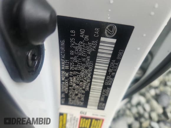 ✅ 2021 Lexus ES 350 F Sport • VIN: 58AGZ1B13MU109331 • Lot: 64562355. Wystawiony na Copart z przebiegiem 46 747 mil. Bezpłatny archiwum sprzedaży aukcyjnych z USA i szczegółowy raport historii pojazdu na DreamBid. Zdjęcie 12.