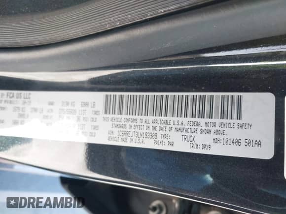 2020 Ram 1500 Laramie с VIN 1C6RREJT3LN193309, выставлен на аукционе IAAI как лот 41511628 с пробегом 67 978 миль миль и . История ставок и продаж доступна на DreamBid. Изображение 9.