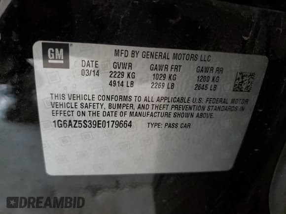 ✅ 2014 Cadillac CTS Premium AWD • VIN: 1G6AZ5S39E0179664 • Lot: 58439985. Listed on Copart with 109,085 mi. Free auction sales archive from the USA and detailed vehicle history report at DreamBid. Image 13.