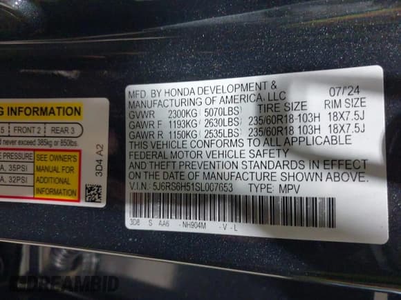 ✅ 2025 Honda CR-V Sport • VIN: 5J6RS6H51SL007653 • Lot: 41544327. Listed on IAAI with 5,160 mi. Free auction sales archive from the USA and detailed vehicle history report at DreamBid. Image 9.