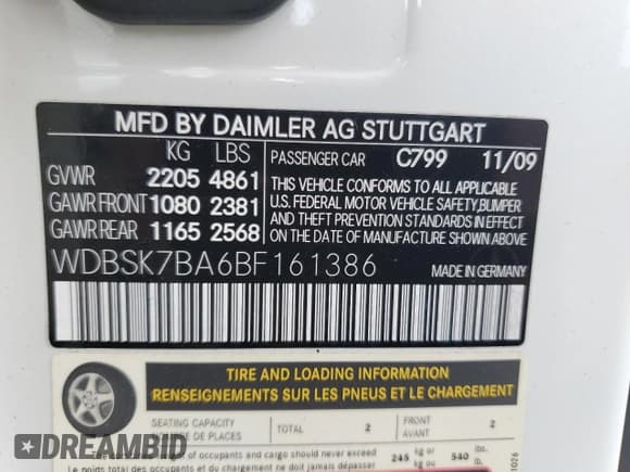 ✅ 2011 Mercedes-Benz SL 550 • VIN: WDBSK7BA6BF161386 • Lot: 64666185. Wystawiony na Copart z przebiegiem 37 856 mil. Bezpłatny archiwum sprzedaży aukcyjnych z USA i szczegółowy raport historii pojazdu na DreamBid. Zdjęcie 12.