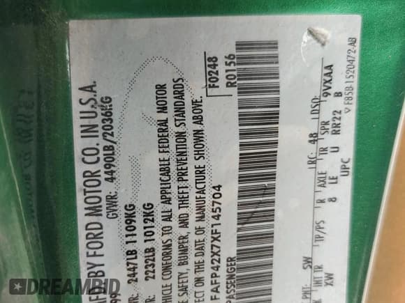 ✅ 1999 Ford Mustang GT • VIN: 1FAFP42X7XF145704 • Lot: 58921325. Listed on Copart with 179,706 mi. Free auction sales archive from the USA and detailed vehicle history report at DreamBid. Image 13.