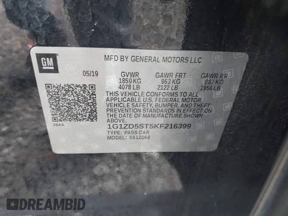 ✅ 2019 Chevrolet Malibu LT • VIN: 1G1ZD5ST5KF216399 • Lot: 43306437. Wystawiony na IAAI z przebiegiem 139 455 mil. Bezpłatny archiwum sprzedaży aukcyjnych z USA i szczegółowy raport historii pojazdu na DreamBid. Zdjęcie 9.