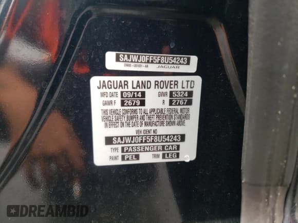 ✅ 2015 Jaguar XF Portfolio • VIN: SAJWJ0FF5F8U54243 • Лот: 68760435. Опубликован ранее на Copart с пробегом 77 552 миль. Бесплатный доступ к архиву аукционных продаж из США и подробный отчёт об истории автомобиля на DreamBid. Изображение 12.