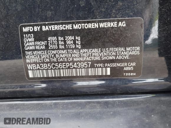 ✅ 2014 BMW 3 Series 328i xDrive • VIN: WBA3B5C56EP543957 • Лот: 43521423. Опубликован ранее на IAAI с пробегом 55 973 миль. Бесплатный доступ к архиву аукционных продаж из США и подробный отчёт об истории автомобиля на DreamBid. Изображение 9.