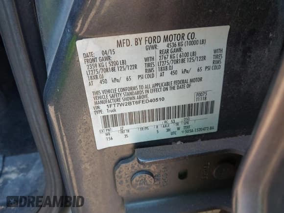 ✅ 2015 Ford F-250 Lariat • VIN: 1FT7W2BT6FED40510 • Lot: 43360638. Wystawiony na IAAI z przebiegiem 250 719 mil. Bezpłatny archiwum sprzedaży aukcyjnych z USA i szczegółowy raport historii pojazdu na DreamBid. Zdjęcie 9.