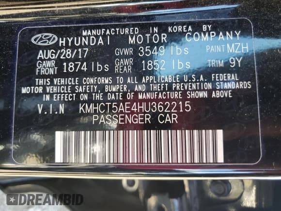 ✅ 2017 Hyundai Accent SE • VIN: KMHCT5AE4HU362215 • Лот: 73399594. Опубликован ранее на Copart с пробегом 46 559 миль. Бесплатный доступ к архиву аукционных продаж из США и подробный отчёт об истории автомобиля на DreamBid. Изображение 13.