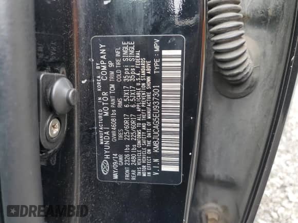 2014 Hyundai Tucson Limited z VIN KM8JUCAG5EU937301, wystawiony jako Copart lot #82033785 z przebiegiem 145 489 mil mil oraz Szkoda całkowita • Salvage title. Historia ofert i sprzedaży dostępna na DreamBid. Obrazek 13.