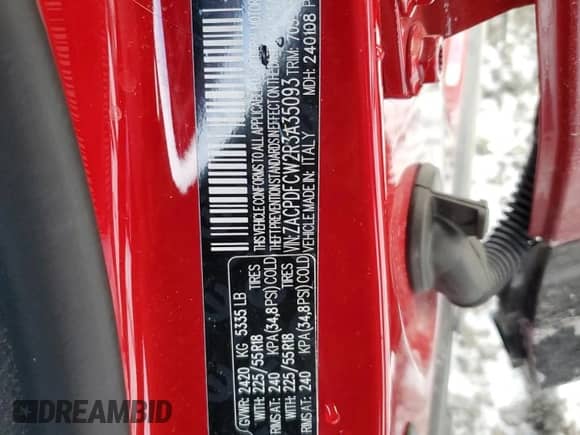 2024 Dodge Hornet R/T с VIN ZACPDFCW2R3A35093, выставлен на аукционе Copart как лот 42193585 с пробегом 4 574 миль миль и Списание • Salvage title. История ставок и продаж доступна на DreamBid. Изображение 15.