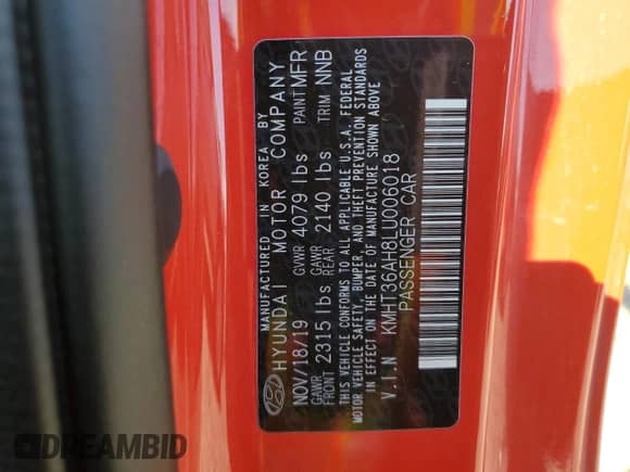 2020 Hyundai Veloster z VIN KMHT36AH8LU006018, wystawiony jako Copart lot #44410555 z przebiegiem 44 581 mil mil oraz Szkoda całkowita • Salvage title. Historia ofert i sprzedaży dostępna na DreamBid. Obrazek 12.