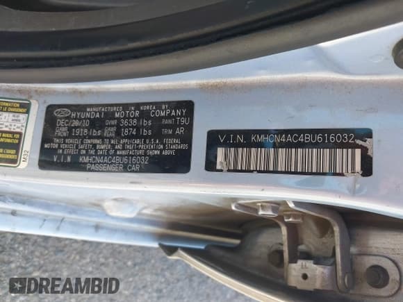 ✅ 2011 Hyundai Accent GLS • VIN: KMHCN4AC4BU616032 • Лот: 42518504. Опубликован ранее на IAAI с пробегом 263 737 миль. Бесплатный доступ к архиву аукционных продаж из США и подробный отчёт об истории автомобиля на DreamBid. Изображение 9.