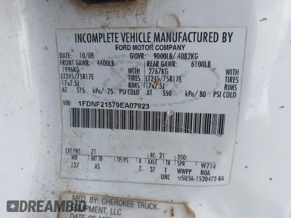 ✅ 2009 Ford F-250 • VIN: 1FDNF21579EA07923 • Лот: 41863139. Опубликован ранее на IAAI с пробегом 269 940 миль. Бесплатный доступ к архиву аукционных продаж из США и подробный отчёт об истории автомобиля на DreamBid. Изображение 9.