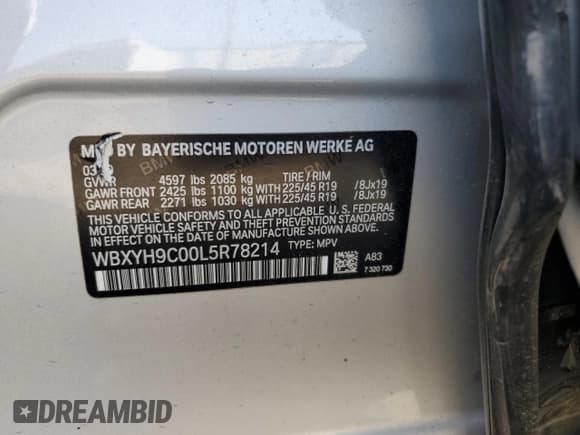 ✅ 2020 BMW X2 sDrive28i • VIN: WBXYH9C00L5R78214 • Lot: 71368645. Listed on Copart with 34,498 mi. Free auction sales archive from the USA and detailed vehicle history report at DreamBid. Image 12.