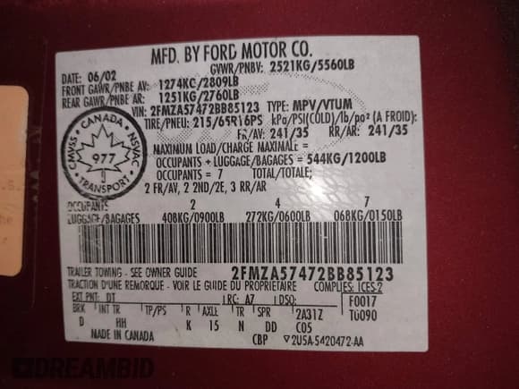 ✅ 2002 Ford Windstar Sport Standard • VIN: 2FMZA57472BB85123 • Lot: 41315797. Wystawiony na IAAI z przebiegiem Nie podano. Bezpłatny archiwum sprzedaży aukcyjnych z USA i szczegółowy raport historii pojazdu na DreamBid. Zdjęcie 9.