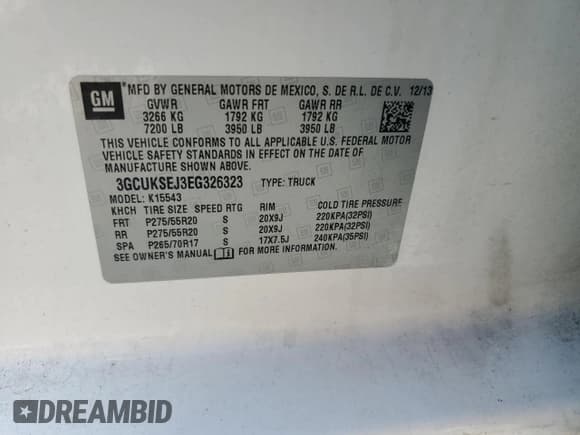 ✅ 2014 Chevrolet Silverado 1500 LTZ • VIN: 3GCUKSEJ3EG326323 • Лот: 54708585. Опубликован ранее на Copart с пробегом 143 597 миль. Бесплатный доступ к архиву аукционных продаж из США и подробный отчёт об истории автомобиля на DreamBid. Изображение 13.
