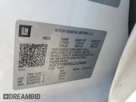 ✅ 2020 Chevrolet Silverado 1500 Custom • VIN: 1GCPYBEH1LZ124649 • Lot: 64847524. Wystawiony na Copart z przebiegiem 57 064 mil. Bezpłatny archiwum sprzedaży aukcyjnych z USA i szczegółowy raport historii pojazdu na DreamBid. Zdjęcie 14.