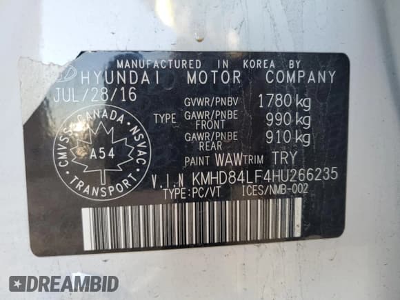 ✅ 2017 Hyundai Elantra Limited • VIN: KMHD84LF4HU266235 • Lot: 90653725. Listed on Copart with 177,294 mi. Free auction sales archive from the USA and detailed vehicle history report at DreamBid. Image 13.