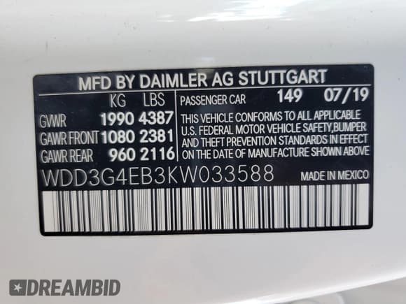 ✅ 2019 Mercedes-Benz A 220 • VIN: WDD3G4EB3KW033588 • Lot: 90748465. Wystawiony na Copart z przebiegiem 60 609 mil. Bezpłatny archiwum sprzedaży aukcyjnych z USA i szczegółowy raport historii pojazdu na DreamBid. Zdjęcie 12.