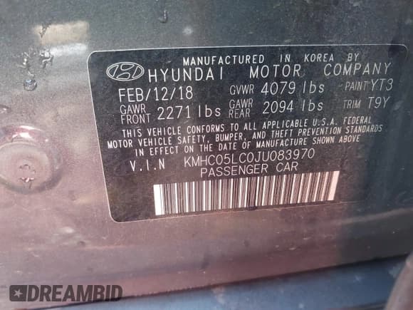 ✅ 2018 Hyundai Ioniq Limited • VIN: KMHC05LC0JU083970 • Lot: 40954180. Wystawiony na IAAI z przebiegiem 110 408 mil. Bezpłatny archiwum sprzedaży aukcyjnych z USA i szczegółowy raport historii pojazdu na DreamBid. Zdjęcie 9.