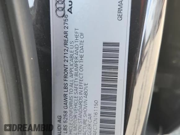 ✅ 2012 Audi A6 Prestige • VIN: WAUHGAFC7CN161150 • Lot: 67907225. Listed on Copart with 131,585 mi. Free auction sales archive from the USA and detailed vehicle history report at DreamBid. Image 12.