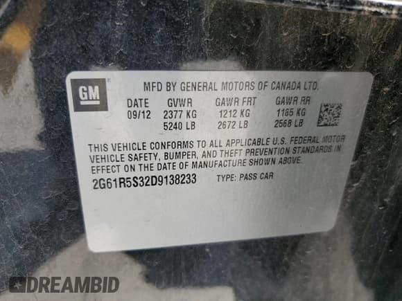 ✅ 2013 Cadillac XTS Luxury • VIN: 2G61R5S32D9138233 • Lot: 62500685. Wystawiony na Copart z przebiegiem 107 808 mil. Bezpłatny archiwum sprzedaży aukcyjnych z USA i szczegółowy raport historii pojazdu na DreamBid. Zdjęcie 13.