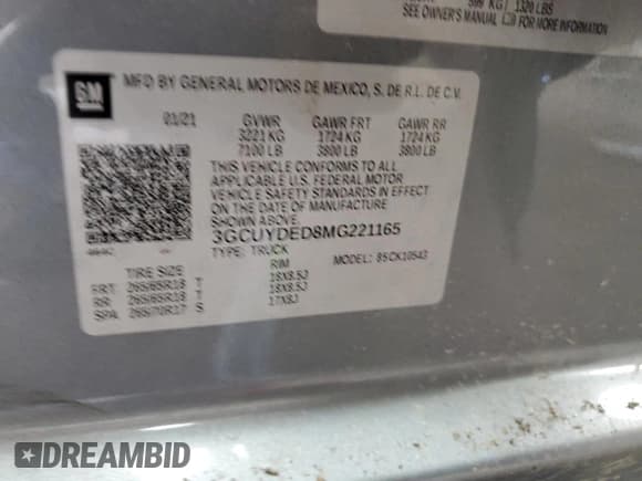 ✅ 2021 Chevrolet Silverado 1500 LT • VIN: 3GCUYDED8MG221165 • Lot: 78594464. Wystawiony na Copart z przebiegiem 75 761 mil. Bezpłatny archiwum sprzedaży aukcyjnych z USA i szczegółowy raport historii pojazdu na DreamBid. Zdjęcie 12.