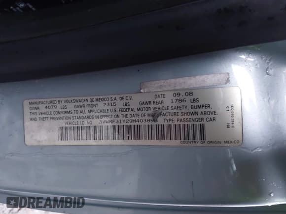 ✅ 2009 Volkswagen Beetle S • VIN: 3VWRF31Y29M403898 • Лот: 43892435. Опубликован ранее на IAAI с пробегом 165 102 миль. Бесплатный доступ к архиву аукционных продаж из США и подробный отчёт об истории автомобиля на DreamBid. Изображение 9.
