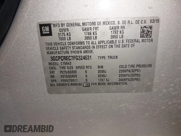 ✅ 2015 Chevrolet Silverado 1500 LT • VIN: 3GCPCREC7FG324631 • Lot: 42819284. Listed on IAAI with Not provided. Free auction sales archive from the USA and detailed vehicle history report at DreamBid. Image 9.