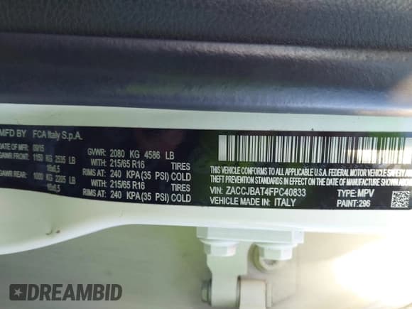 ✅ 2015 Jeep Renegade Sport • VIN: ZACCJBAT4FPC40833 • Лот: 43523646. Опубликован ранее на IAAI с пробегом 158 067 миль. Бесплатный доступ к архиву аукционных продаж из США и подробный отчёт об истории автомобиля на DreamBid. Изображение 9.