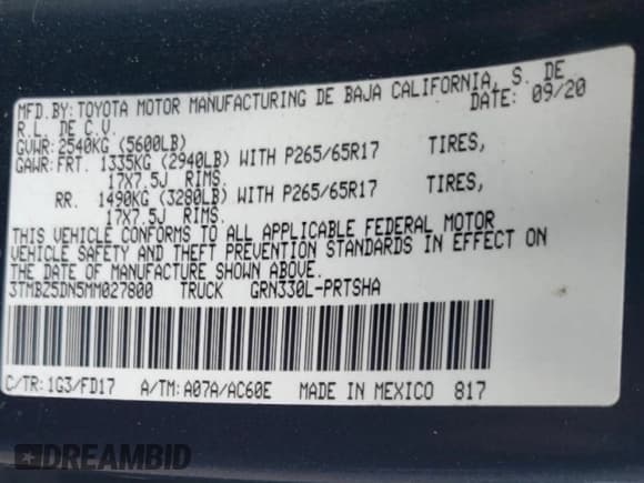 ✅ 2021 Toyota Tacoma SR5 • VIN: 3TMBZ5DN5MM027800 • Lot: 67990345. Listed on Copart with 57,202 mi. Free auction sales archive from the USA and detailed vehicle history report at DreamBid. Image 12.