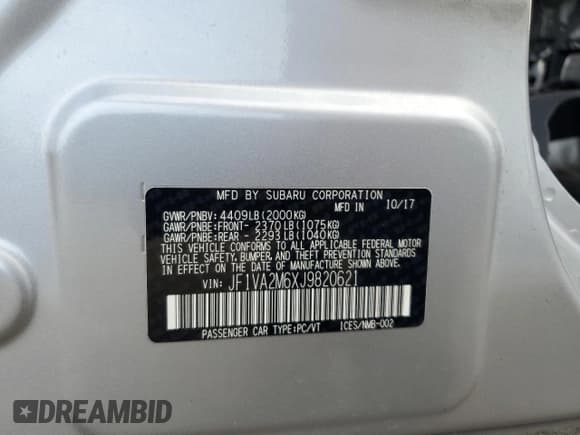 ✅ 2018 Subaru WRX STI • VIN: JF1VA2M6XJ9820621 • Lot: 68940035. Wystawiony na Copart z przebiegiem Nie podano. Bezpłatny archiwum sprzedaży aukcyjnych z USA i szczegółowy raport historii pojazdu na DreamBid. Zdjęcie 12.