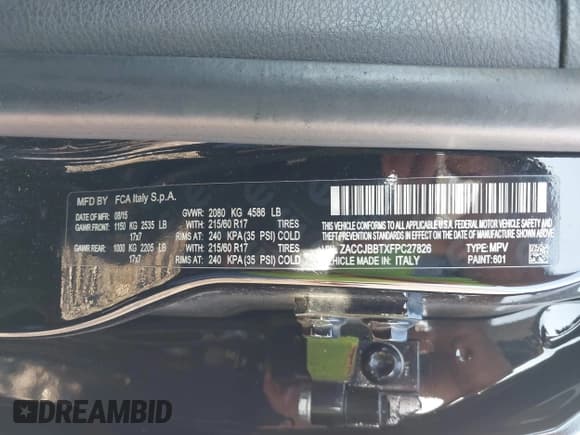 ✅ 2015 Jeep Renegade Latitude • VIN: ZACCJBBTXFPC27826 • Lot: 43648706. Listed on IAAI with 122,865 mi. Free auction sales archive from the USA and detailed vehicle history report at DreamBid. Image 9.