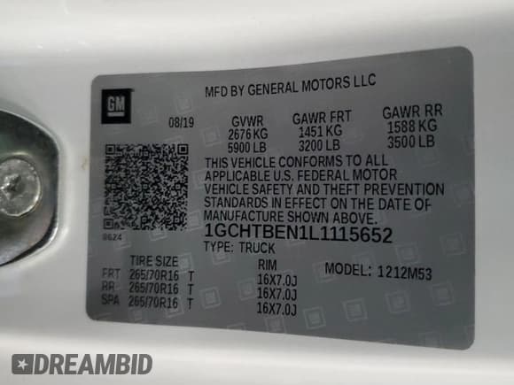 ✅ 2020 Chevrolet Colorado 4WD Work Truck • VIN: 1GCHTBEN1L1115652 • Lot: 44711035. Wystawiony na Copart z przebiegiem 14 861 mil. Bezpłatny archiwum sprzedaży aukcyjnych z USA i szczegółowy raport historii pojazdu na DreamBid. Zdjęcie 14.