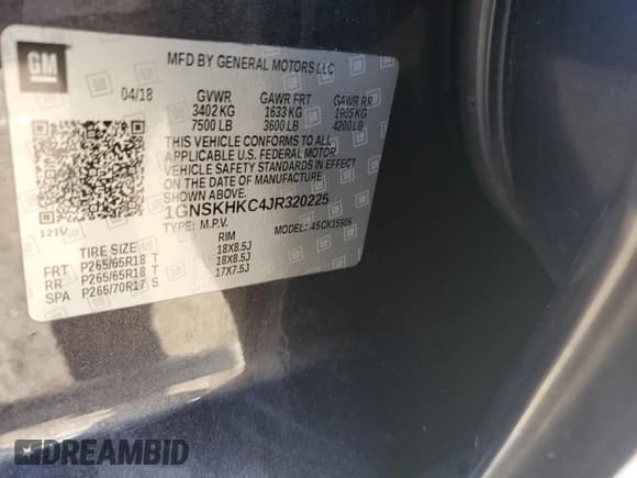 ✅ 2018 Chevrolet Suburban LT • VIN: 1GNSKHKC4JR320225 • Lot: 91329075. Wystawiony na Copart z przebiegiem 373 619 mil. Bezpłatny archiwum sprzedaży aukcyjnych z USA i szczegółowy raport historii pojazdu na DreamBid. Zdjęcie 13.