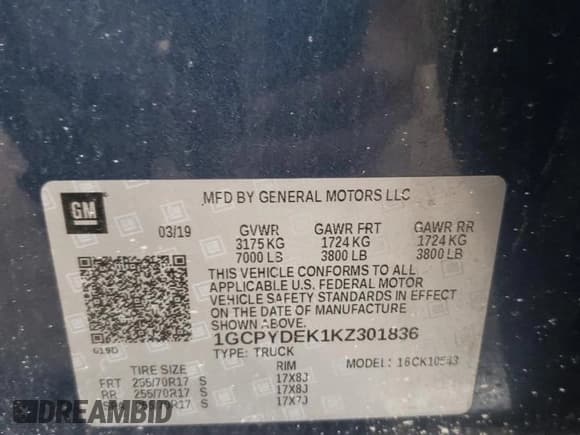 ✅ 2019 Chevrolet Silverado 1500 LT • VIN: 1GCPYDEK1KZ301836 • Lot: 52033504. Wystawiony na Copart z przebiegiem Nie podano. Bezpłatny archiwum sprzedaży aukcyjnych z USA i szczegółowy raport historii pojazdu na DreamBid. Zdjęcie 12.