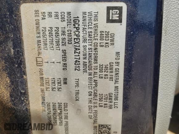 ✅ 2010 Chevrolet Silverado 1500 Work Truck • VIN: 1GCPCPEX7AZ174312 • Lot: 53275205. Listed on Copart with 136,342 mi. Free auction sales archive from the USA and detailed vehicle history report at DreamBid. Image 12.