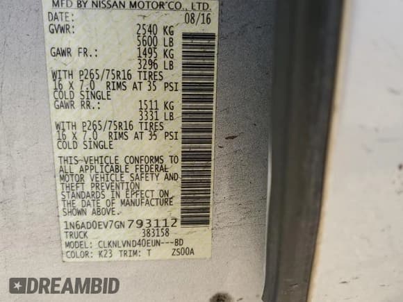 ✅ 2016 Nissan Frontier Pro-4X • VIN: 1N6AD0EV7GN793112 • Лот: 61771795. Опубликован ранее на Copart с пробегом 88 508 миль. Бесплатный доступ к архиву аукционных продаж из США и подробный отчёт об истории автомобиля на DreamBid. Изображение 14.