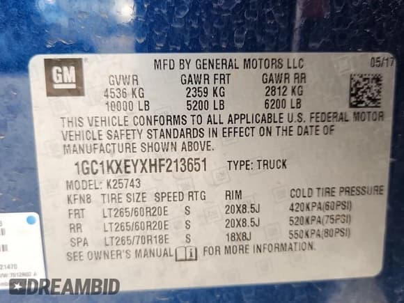 ✅ 2017 Chevrolet Silverado 2500HD High Country • VIN: 1GC1KXEYXHF213651 • Лот: 71028285. Опубликован ранее на Copart с пробегом 82 693 миль. Бесплатный доступ к архиву аукционных продаж из США и подробный отчёт об истории автомобиля на DreamBid. Изображение 13.